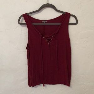 Charlotte Russe tank top with lace-up detail